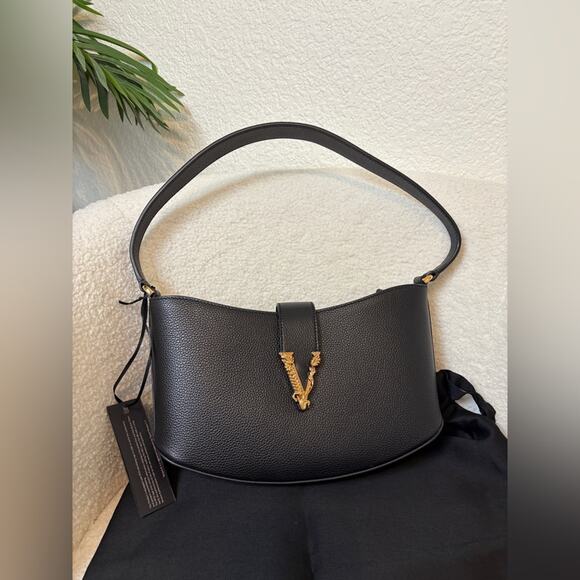 Versace Handbags - Versace Black Quilted Clutch with Gold Medallion